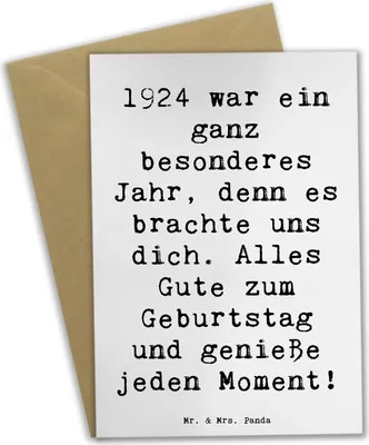Produktbild von Mr. & Mrs. Panda Grußkarte Spruch 1924 Geburtstag - Weiß - Geschenk, Geburtstagsgeschenk, feiern, gemeinsame Freude, weihnachtskarten, Happy Birthday, einladungskarten