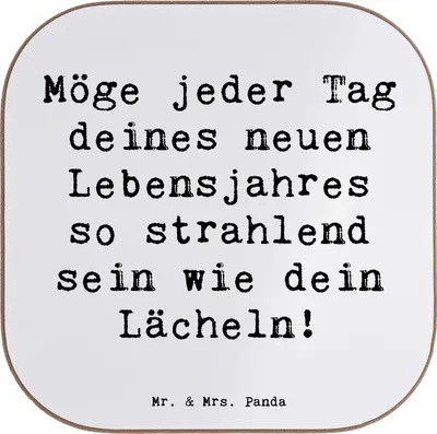 Produktbild von Mr. & Mrs. Panda Untersetzer Glas Spruch 80. Geburtstag Freude - Weiß - Geschenk, wertvoll, Alter, Holzuntersetzer, Geburtstagsgeschenk, 80 Jahre, Alles gut zum, Coaster