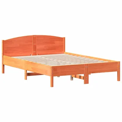 Image de Cadre de lit sans matelas cire marron 140x200cm bois pin massif