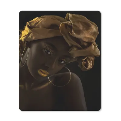 Produktbild von MuchoWow® Mauspad Mousepad Frauen - Kopftuch - Gold - Luxus 30x40 cm - Mousepads - Maus Mat - Pad - Mausunterlage - Mausmatten