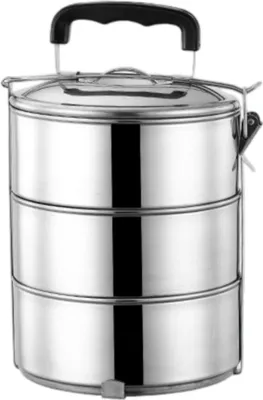 Produktbild von Mehrschichtige, dicke Edelstahl-Lunchbox als Lebensmittelbehälter für Zuhause, Büro, Picknick und Schule