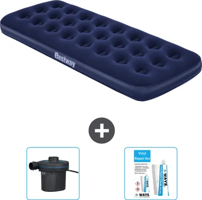 Obrázek produktu pro Bestway nafukovací matrace - pro 1 osobu - 76 x 185 x 22 cm - modrá - včetně příslušenství