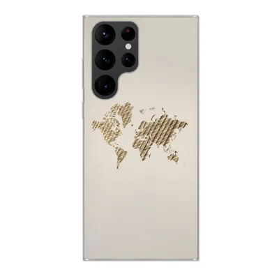 Produktbild von MuchoWow® Handyhülle Schutzhülle Hülle für Samsung Galaxy S22 Ultra Weltkarte - Seil - Braun Silikon Softcase Handy Hülle - Abbildung