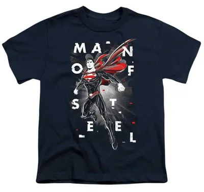 Image de T-shirt enfant Superman - "Homme d'acier" (TV36751) (taille 140-146) (bleu marine)