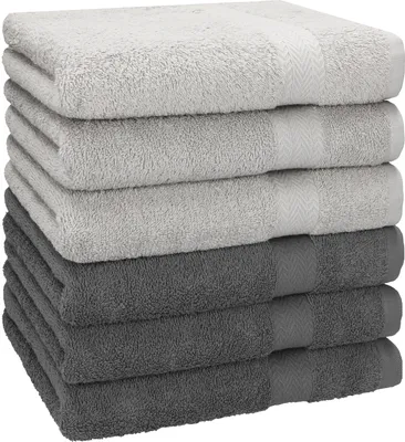 Produktbild von Betz Premium Handtuch Set 6-teilig – 6× Handtücher 50×100 cm, 100% Baumwolle 470 g/m², weich & saugstark, ® Farbe Silbergrau/anthrazit