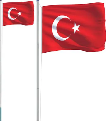 Produktbild von vidaXL Flagge der Türkei mit Mast 6,08 m Aluminium