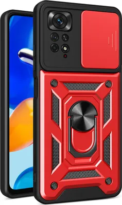 Produktbild von Redmi Note 11 Pro Hülle mit Ring Ständer Halter Dia Kameraschutz TPU Bumper Silikon Schutzhülle für Samsung Redmi Note 11 Pro / Note 11 Pro 5G Rot