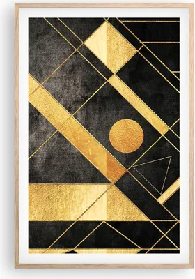 Produktbild von Gerahmtes Poster - Rahmen in heller Eiche - Golden Schwarz Figuren - 61x91,5 cm - Wand Bild - Wanddeko - Wandbilder - Kunstposter - Wandposter - Bilderrahmen - Bilder - Kunstdruck - P2NPA61x91-5089