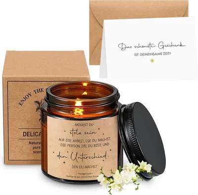 Image de Bougie parfumée en verre, cadeau pour une amie, avec une inscription. Bougie d'amitié avec une carte. Enveloppe pour la meilleure amie. Cadeau d'anniversaire