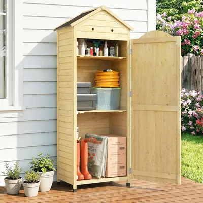 Produktbild von Sweiko Gartenschrank Holz extra hohe Geräteschuppen mit verstellbar Ablage magnetisch Tür galvanisiert Dach Belüftung