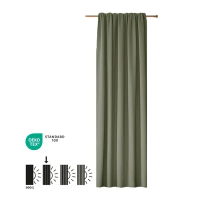 Produktbild von Vorhang Amber Blickdicht HOOMstyle 140x270cm - Kräuselband - Oliv Grün
