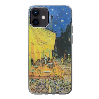 Produktbild von MuchoWow® Handyhülle Schutzhülle Hülle für iPhone 12 Caféterrasse bei Nacht - Vincent van Gogh Silikon Softcase Handy Hülle - Schutzhülle