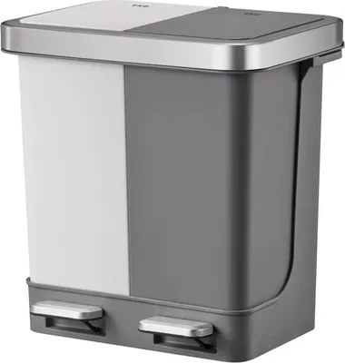 Produktbild von EKO - Hana Duo Recycling Treteimer 10+10 Liter - Stainless steel Plastic  - Weiß, Grau