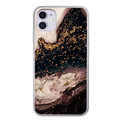 Produktbild von MuchoWow® Handyhülle Schutzhülle Hülle für iPhone 11 Naturstein - Gold - Schwarz Silikon Softcase Handy Hülle - Handytasche