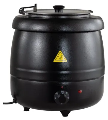 Produktbild von GastroHero Suppentopf ECO 10 Liter schwarz 35–95 °C elektrisch Suppenwärmer Thermostat Edelstahl Deckel Buffet