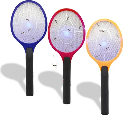 Obrázok produktu pre Fiqops 3X elektrická plácačka na muchy Červená / modrá / žltá Zabijak hmyzu Mosquito Office