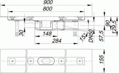 Produktbild von Dallmer Duschrinne CeraLine PLAN F 800 mm, DN 50