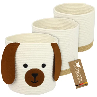 Aufbewahrungskorb aus Baumwolle, 3er Set, Hund, HMF 39022-HUN