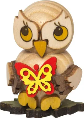 Produktbild von Eulenkind mit Schmetterling (4cm) von Drechslerei Kuhnert