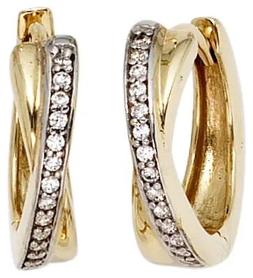 Produktbild von 15,3mm Creolen Klappcreole Ohrringe Zirkonia Ringe 333 Gold Gelbgold