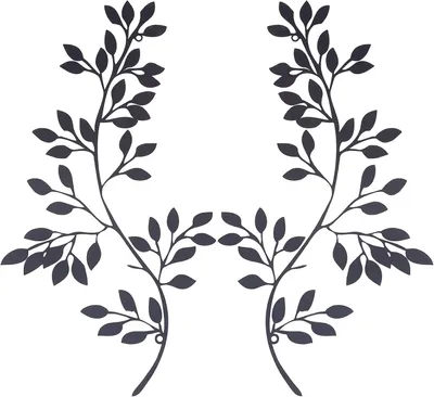 Produktbild von Stück Wanddekoration aus Metall, Baumblatt- und Olivenblattmotiv, schwarzes Eisen, Geschenkidee für drinnen und draußen, Schlafzimmer, Wohnzimmer, Einweihungsparty, Café