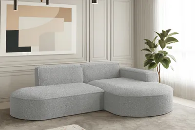Zdjęcie produktu dla Sofa w kształcie L narożnik MODENA tkanina Loop jasnoszary prawy