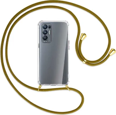 Produktbild von Handykette Backcover-Schutzhülle mit Band (Metall goldfarben) für Oppo Reno5 Pro Plus 5G - khaki