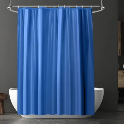 Produktbild von Duschvorhang, schimmelresistent, wasserdicht, schnelltrocknend, waschbar, aus PEVA, 180 x 180 cm, mit 12 Duschvorhangringen, Badezimmer-Duschvorhang (marineblau)
