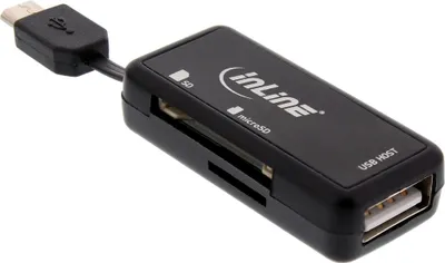 Image de InLine® 66776 Lecteur de cartes OTG Dual Flex, pour SD et microSD, avec prise USB et 2 slots pour cartes
