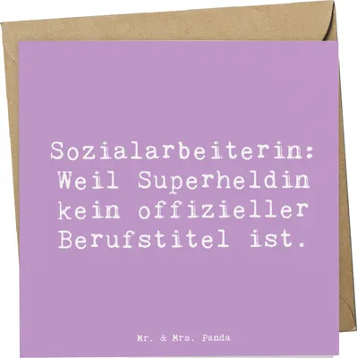 Produktbild von Mr. & Mrs. Panda Grußkarte Spruch Sozialarbeiterin Heldin - Lavendeltraum - Geschenk, Beruf, soziale Arbeit, Berufsliebe, anlasskarte, personalisierte Geschenke, Berufe