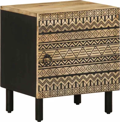 Image de vidaXL Tables de chevet 2 pcs. noir 40x33,5x46 cm bois de manguier rugueux
