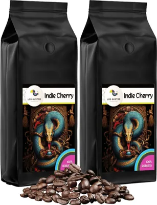 Produktbild von Los Gustos Indie Cherry Kaffee-Bohnen 2x1000 g, Ungemahlen, Kaffeebohnen für Kaffee-Vollautomat, Frisch Geröstet