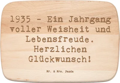 Produktbild von Mr. & Mrs. Panda Schneidebrett Spruch 1935 Geburtstag - Transparent - Geschenk, Glückwunsch, schneidbrett, Lebensfreude, Happy Birthday, Geburtstagsfeier, Jahrgang