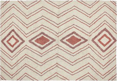 BELIANI Koberec béžový a ružový bavlnený 140 x 200 cm geometrický vzor ručne všívaný boho dizajn obývačka spálňa