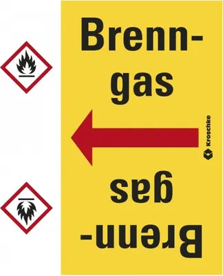 Produktbild von Dreifke® Rohrleitungsband Brenngas, praxisbewährt, ab Ø 50mm, gelb/schwarz, 3...