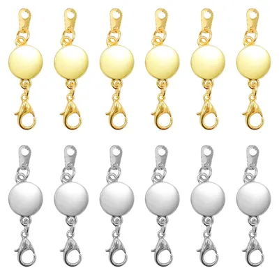 12 Magnetverschlüsse für Schmuck, rund, Gold & Silber, 3,5 cm