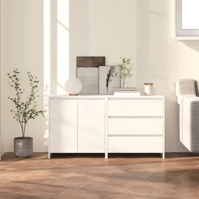Image de vidaXL Sideboard 2 pcs. blanc bois composite