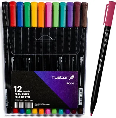 Produktbild von Rystor RC-10 Markerstifte, 12 Farben, Etui