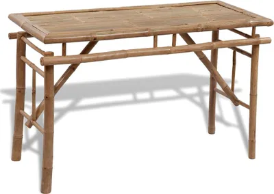 A bamboo table is shown against a white background.