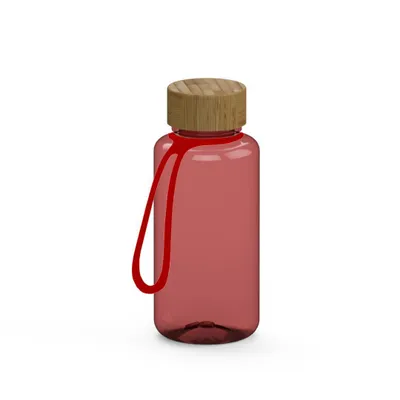 Produktbild von Trinkflasche "Natural" 700 ml inkl. Strap - BPA-frei & auslaufsichere Wasserflasche für Sport, Arbeit und Schule  - transparent-rot/rot