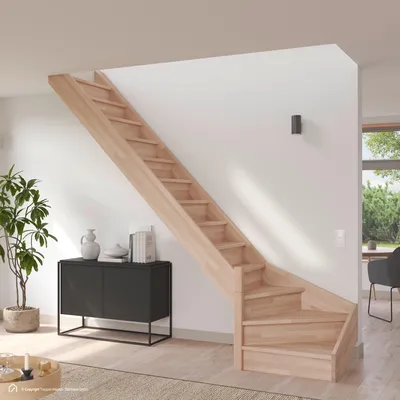 Produktbild von Holztreppe Intercon Casablanca | Buche | 1/4 gewendelter Verlauf | Rechtswendelung | 80 cm Breite | ohne Geländer | mit Setzstufen