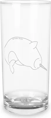 Produktbild von Mr. & Mrs. Panda Glas Narwal 200 ml - Transparent - Geschenk, Tumbler, Aufräumen, Wasserglas, Meer, Kinderzimmer, Hausfrau, Cocktailglas, Wal, Putzen, Trinkglas