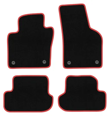 Obrázek produktu pro Velurové autokoberce pro: Volkswagen Beetle 2012-2019 (kabriolet/kupé) – sada 4 ks, černo-červené, na míru – Wielganizator CARLUX