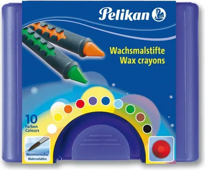 Produktbild von Pelikan Wachsmalstifte wasservermalbar Kunststoff-Etui mit 10 Stiften mit Schiebehülse und Schaber