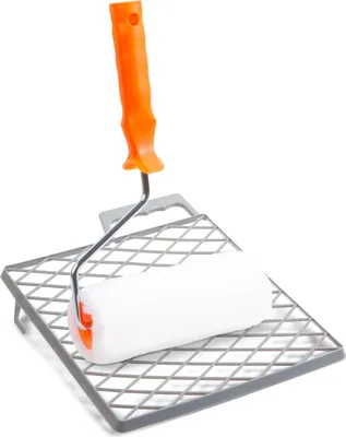 Produktbild von Farbroller-Set 180 mm – Mikrofaser-Farbroller mit Halterung und Farbraster – Für Wände, Holz, Latex- und Dispersionsfarben [11174A]
