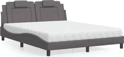 Produktbild von vidaXL Bett "Viana" mit Matratze Grau 160x200 cm Kunstleder