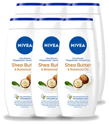 Zdjęcie produktu dla 6 x Żel pod prysznic Nivea, masło shea i olej roślinny - 250 ml - Opakowanie ekonomiczne - 6 sztuk