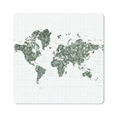 Produktbild von MuchoWow® Mauspad Mousepad Weltkarte - Grün - Blätter 30x30 cm - Mousepads - Maus Mat - Pad - Mausunterlage - Gaming