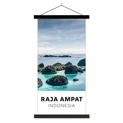 Produktbild von MuchoWow® Textilposter Indonesien - Insel - Wasser 90x180 cm mit schwarzem Rahmen - Dekoration Wohnzimmer