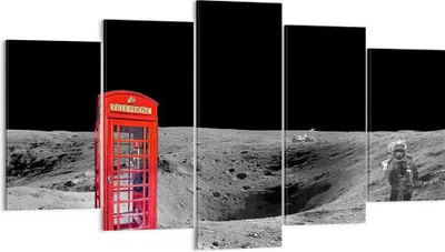 Produktbild von Bild auf Leinwand - Leinwandbild - Telefon london Mond Astronaut - 160x85cm - Wand Bild - Wanddeko - Leinwanddruck - Bilder - Kunstdruck - Wanddekoration - Leinwand bilder - Wandkunst - EA160x85-3181